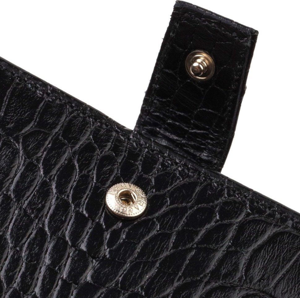 Черное мужское портмоне среднего размера из натуральной кожи с тиснением под крокодила CANPELLINI (2421736)