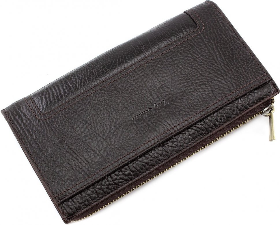 Чоловічий гаманець-клатч темно-коричневого кольору з фактурної шкіри Tony Bellucci (10565)