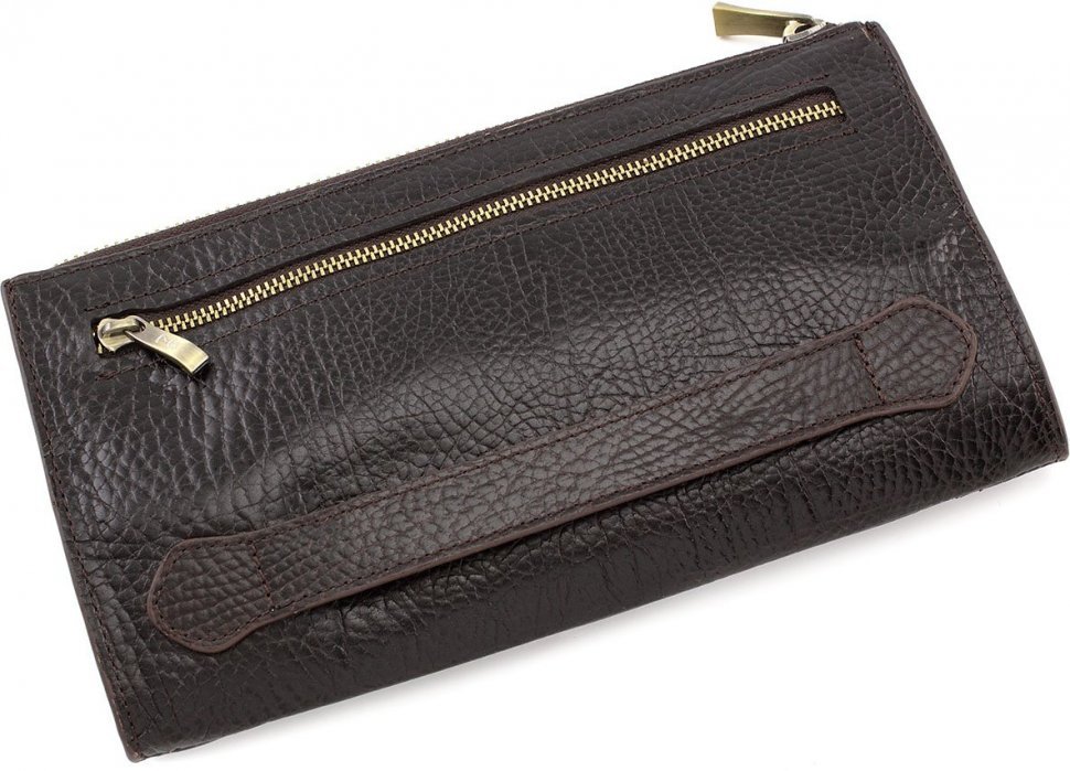 Чоловічий гаманець-клатч темно-коричневого кольору з фактурної шкіри Tony Bellucci (10565)