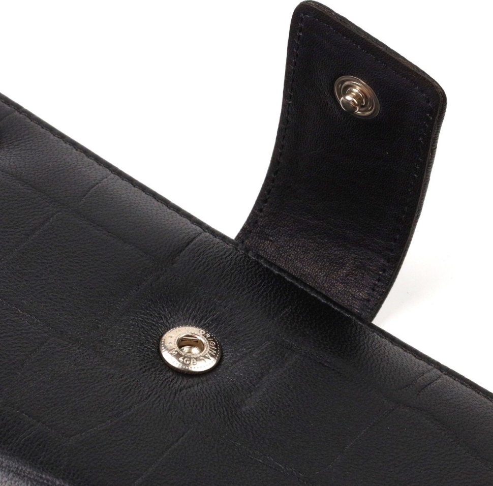Універсальний великий гаманець із натуральної шкіри чорного кольору з тисненням CANPELLINI (2421836)