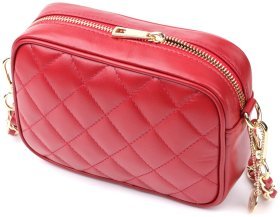 Женская кросс-боди сумка из натуральной кожи с ромбами Tony Perotti 103300 (красная)