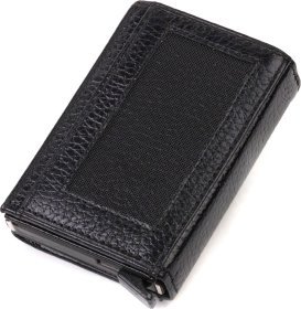 Черный картхолдер в три сложения из натуральной кожи флотар с автоматическим механизмом CANPELLINI (2421936)