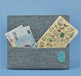 Жіночий тревел-кейс з фетру з шкіряними бірюзовими вставками BlankNote (12895)