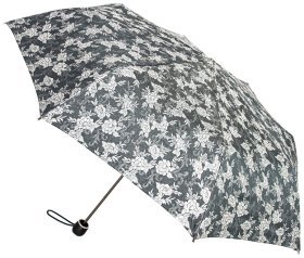 Зонт женский Fulton Diamond L852 Marquise - Jacquard Floral (механика, складная, серый с цветочным принтом) 93900