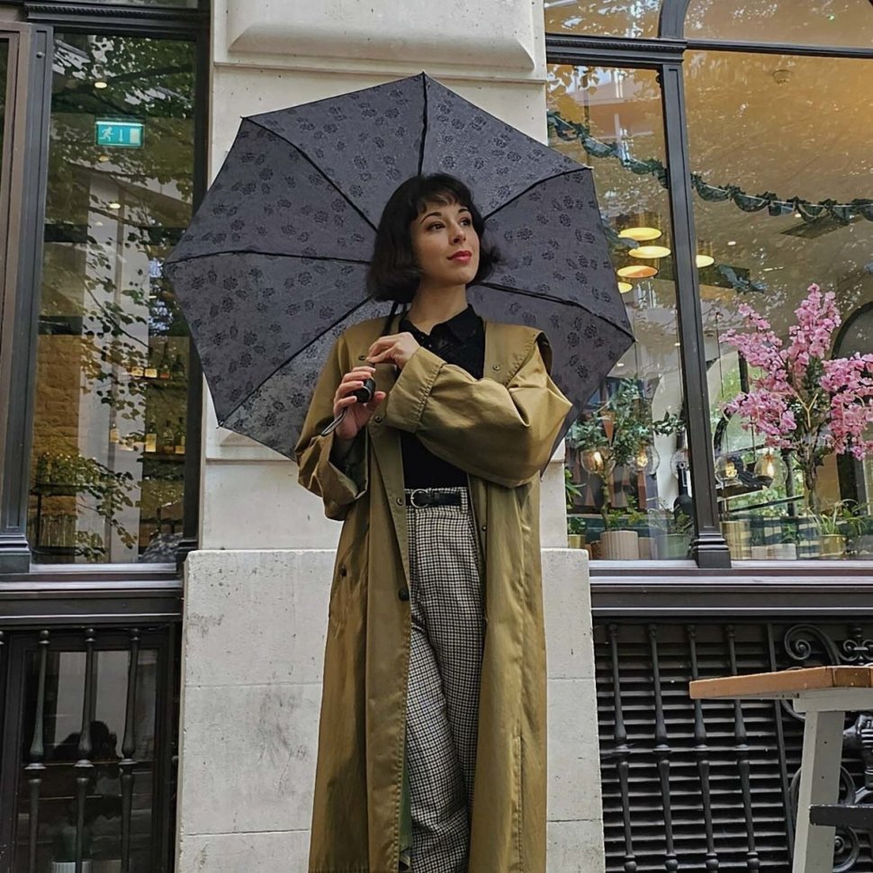 Зонт женский Fulton Diamond L852 Marquise - Jacquard Floral (механика, складная, серый с цветочным принтом) 93900 modnotak фото №2