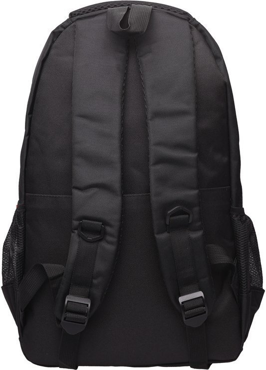 Великий чоловічий рюкзак чорного кольору з поліестеру з відсіком під ноутбук Jumahe (22136)