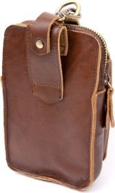 Коричнева поясна чоловіча сумка з натуральної шкіри Vintage (20417)