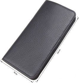 Чорний чоловічий купюрник з фактурної шкіри без застібки Vintage (14463)