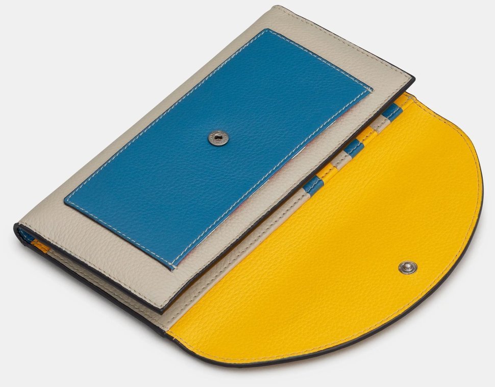 Яркий женский кошелек из фактурной кожи на кнопке Yoshi Y1252 CB 94400 (разноцветный) modnotak фото №4