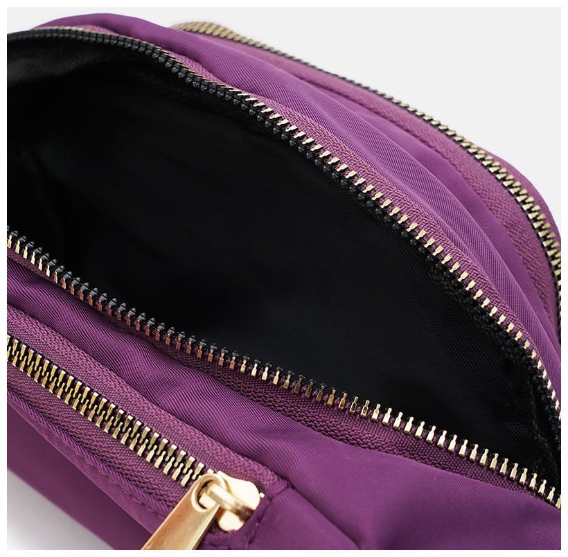 Стеганая женская бананка из прочного текстиля фиолетового цвета Monsen 104500 modnotak фото №3