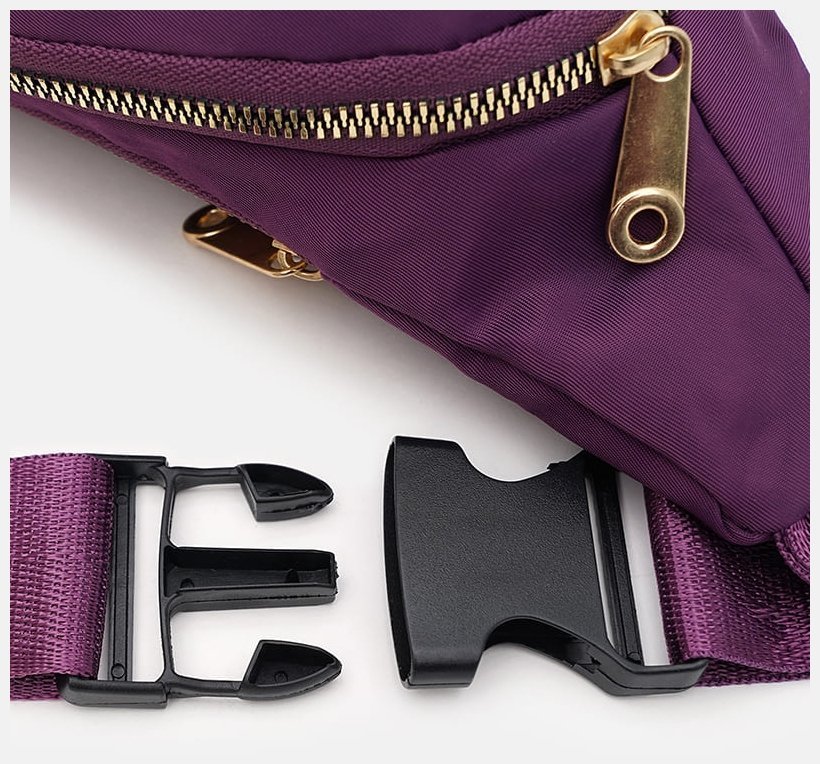 Стеганая женская бананка из прочного текстиля фиолетового цвета Monsen 104500 modnotak фото №4