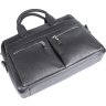 Мужская черная кожаная сумка для ноутбука с зернистой фактурой SHVIGEL (00975) - 6