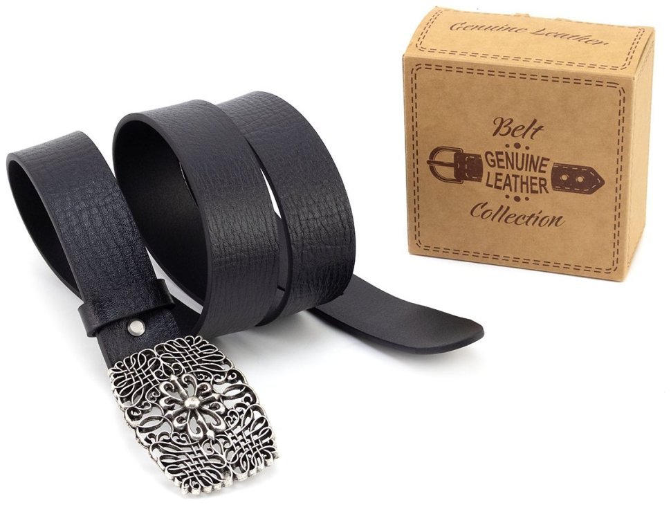 Ремень женский кожаный Gherardini с модной пряжкой с вензелями 40820 черного цвета, Италия modnotak фото №6