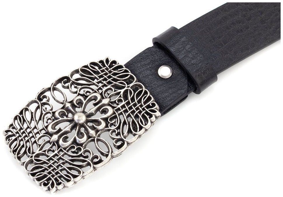 Ремень женский кожаный Gherardini с модной пряжкой с вензелями 40820 черного цвета, Италия modnotak фото №2