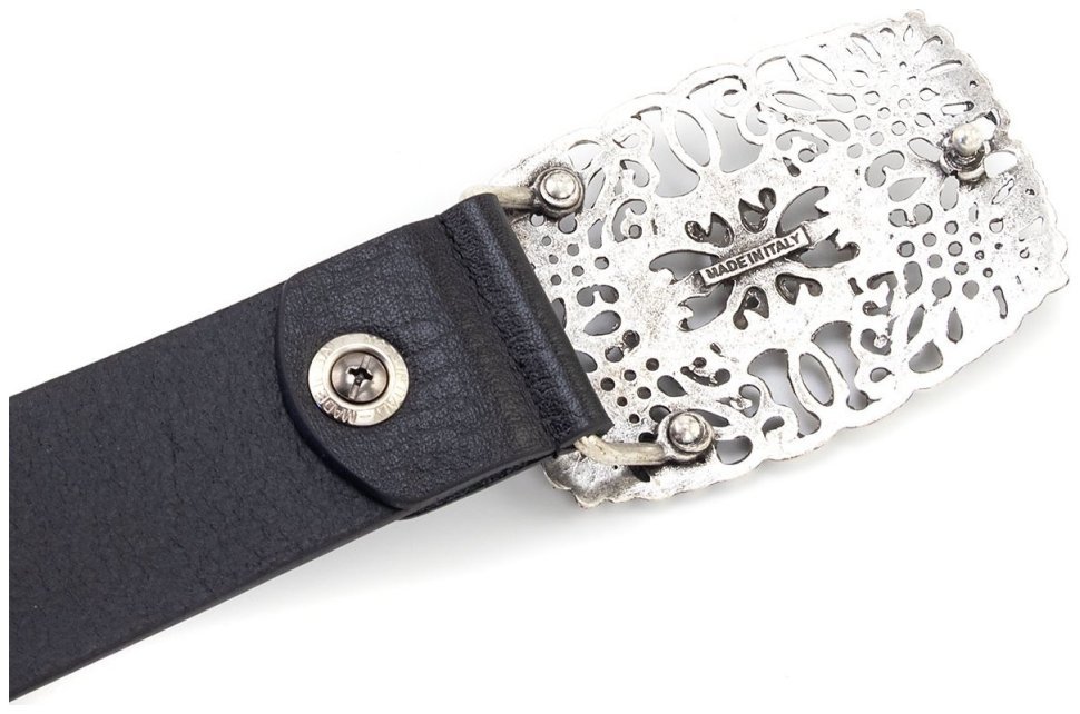 Ремень женский кожаный Gherardini с модной пряжкой с вензелями 40820 черного цвета, Италия modnotak фото №3