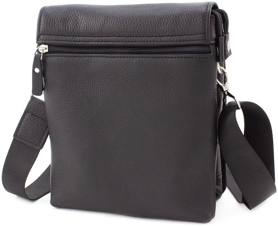 Простора сумка-планшет з натуральної шкіри чорного кольору Leather Collection (11143)