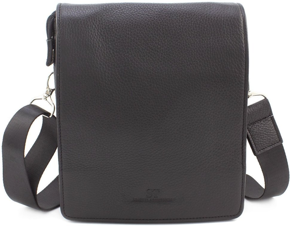 Просторная сумка-планшет из натуральной кожи черного цвета Leather Collection (11143)