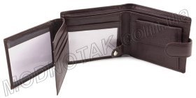 Шкіряне портмоне коричневого кольору на кнопці BOSTON (18369)