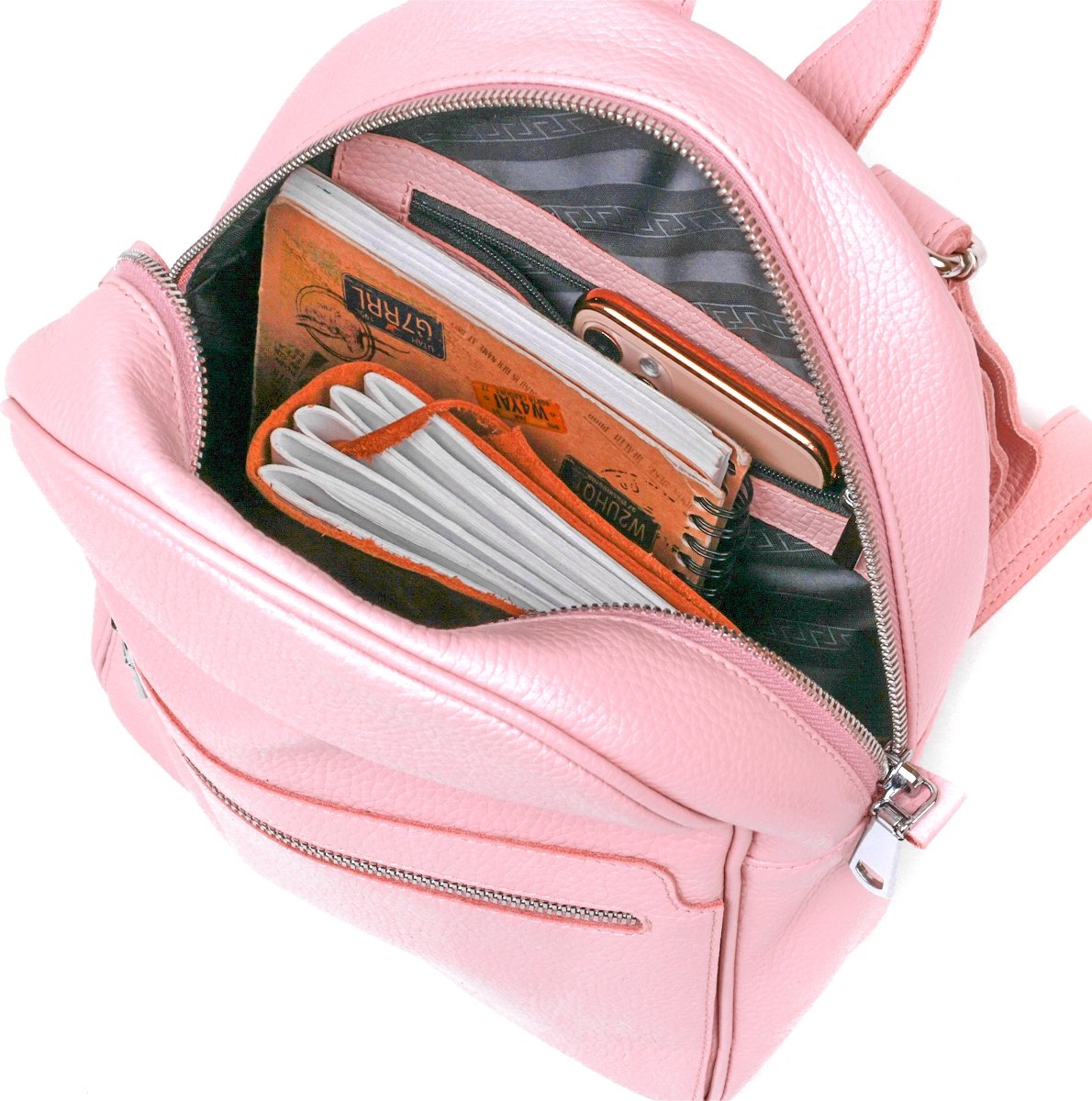 Розовый женский рюкзак из натуральной кожи Shvigel (16304)