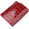 Лаковий жіночий червоний гаманець на магніті з натуральної шкіри з тисненням під крокодила KARYA (2421186) - 1