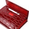 Лаковий жіночий червоний гаманець на магніті з натуральної шкіри з тисненням під крокодила KARYA (2421186) - 3
