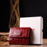 Лаковий жіночий червоний гаманець на магніті з натуральної шкіри з тисненням під крокодила KARYA (2421186) - 9