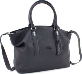Жіноча шкіряна сумка темно-синього кольору з ручками KARYA (21035)