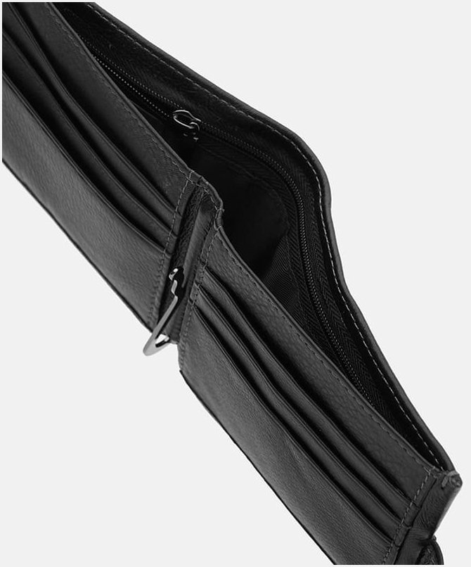 Мужское кожаное портмоне черного цвета с зажимом для купюр Ricco Grande 65000