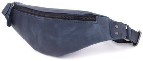 Чоловіча сумка-бананка на пояс із вінтажної шкіри синього кольору Shvigel 95100