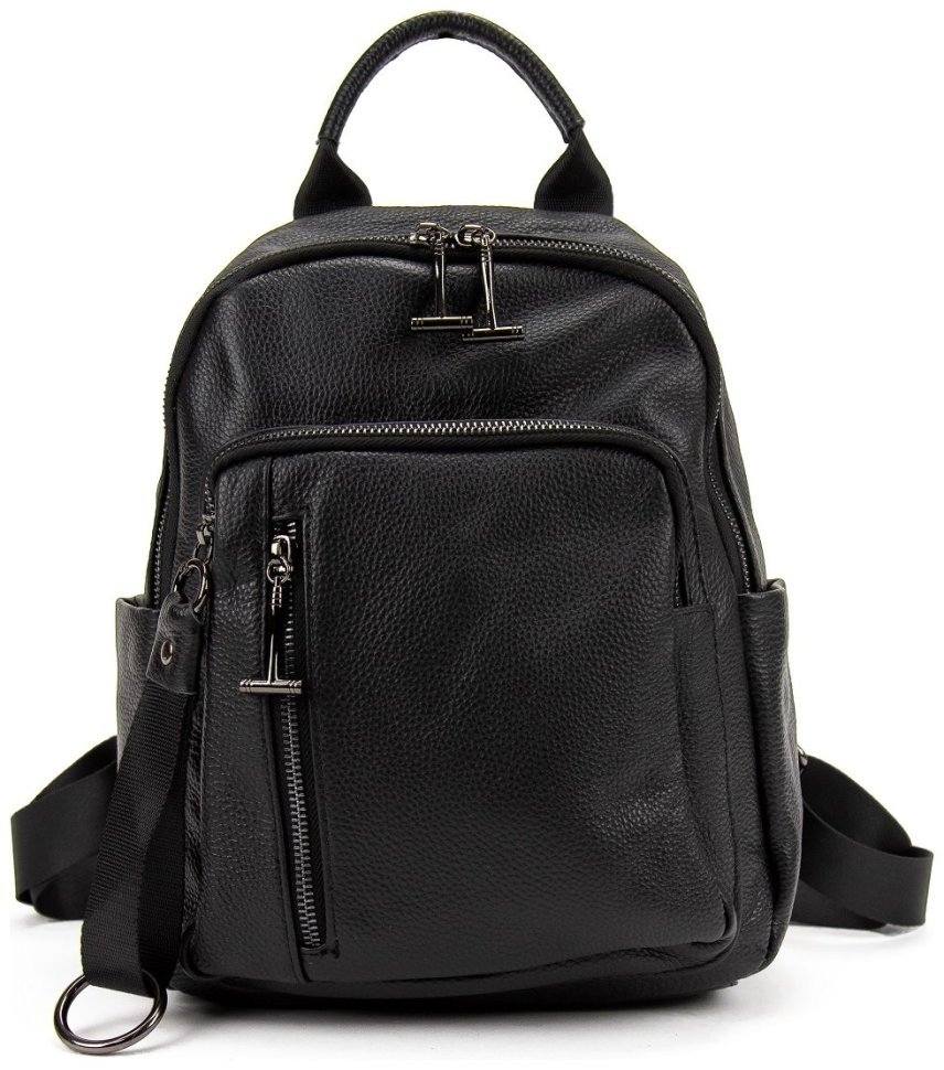 Повседневный городской женский рюкзак из натуральной кожи Olivia Leather черного цвета 95500 modnotak фото №4