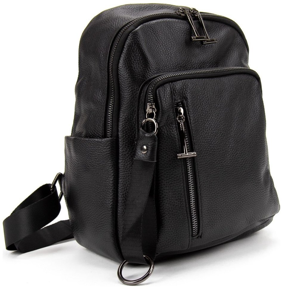 Повседневный городской женский рюкзак из натуральной кожи Olivia Leather черного цвета 95500 modnotak фото №8