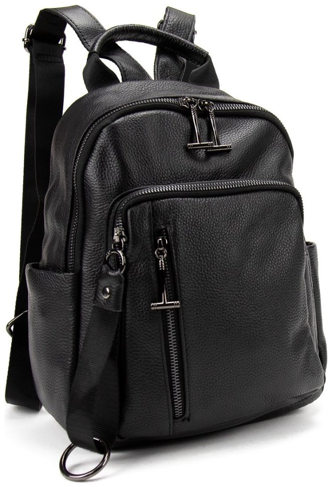 Повседневный городской женский рюкзак из натуральной кожи Olivia Leather черного цвета 95500 modnotak фото №11