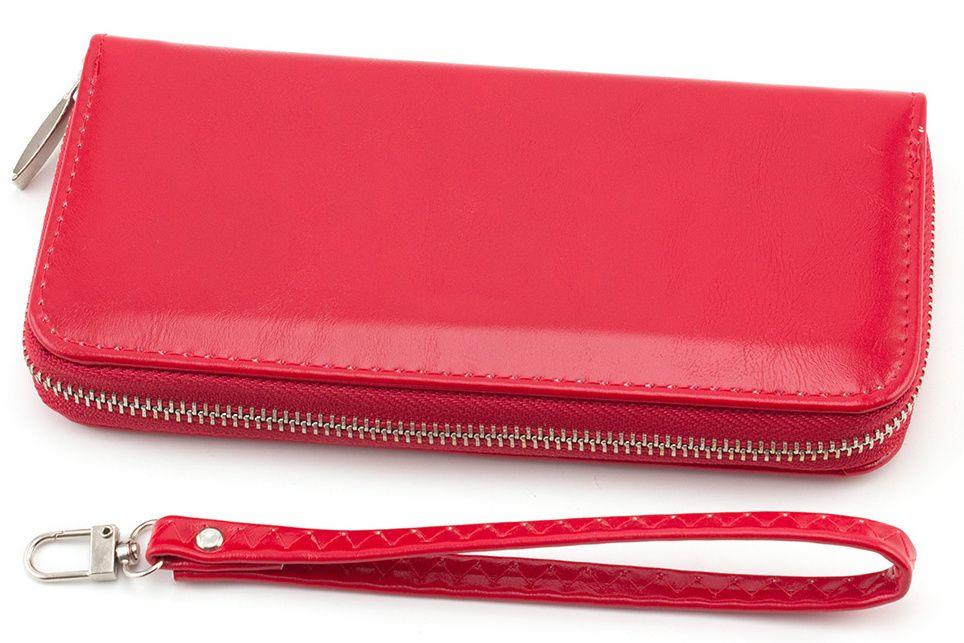Яскраво-червоний гаманець з шкірозамінника на блискавці Kivi (17958)