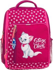 Модний шкільний рюкзак для дівчаток із текстилю з котиком Bagland 55700