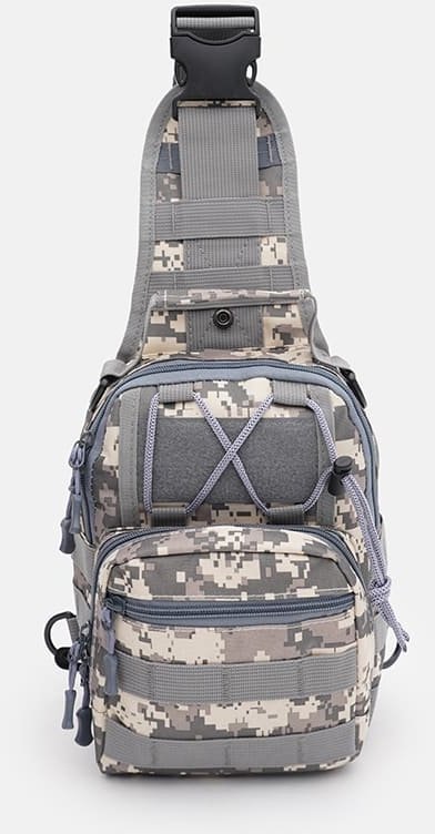Мужская тактическая сумка-рюкзак серого цвета с пиксельным принтом - Monsen (56000)