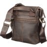 Мужская коричневая сумка-планшет на плечо из матовой кожи крейзи хорс SHVIGEL (2411093) - 2