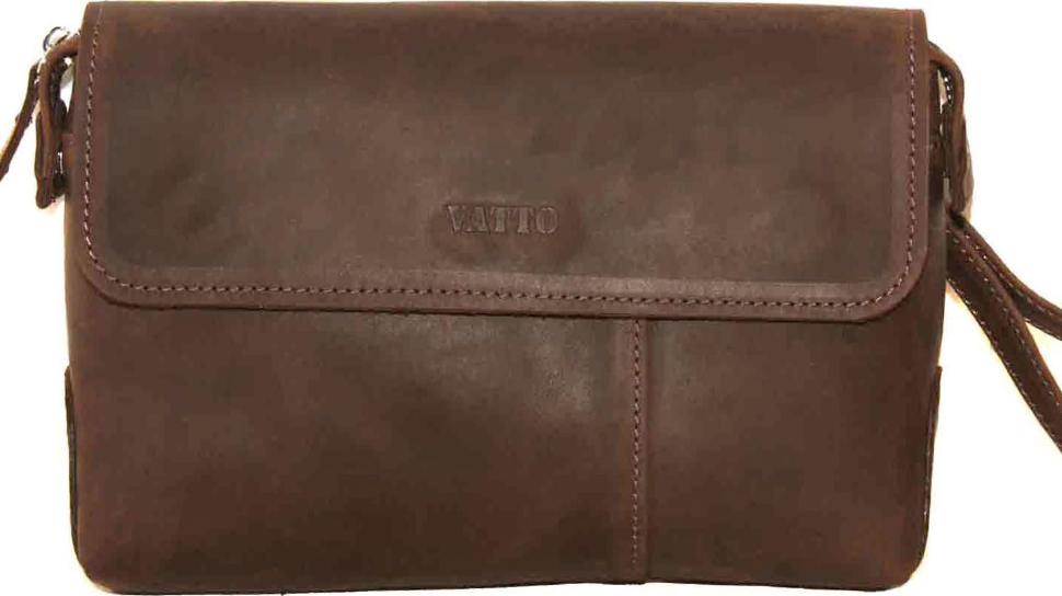 Вместительный кожаный мужской клатч коричневого цвета VATTO (11642)
