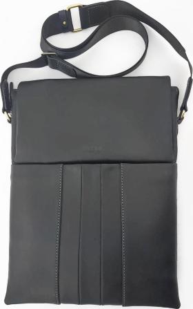 Черная кожаная сумка планшет большого размера VATTO (11842)