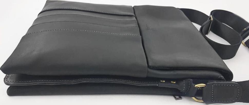 Черная кожаная сумка планшет большого размера VATTO (11842)