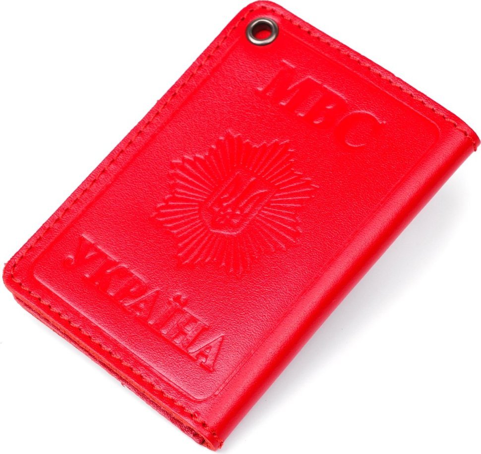 Шкіряна обкладинка на документи МВС України в червоному кольорі SHVIGEL (2413978)