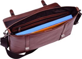 Добротный мужской портфель из коричневой кожи высокого качества Issa Hara (21178)