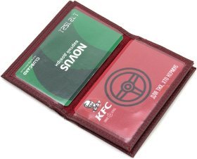 Мініатюрна шкіряна жіноча обкладинка під документи бордового кольору ST Leather 1767200