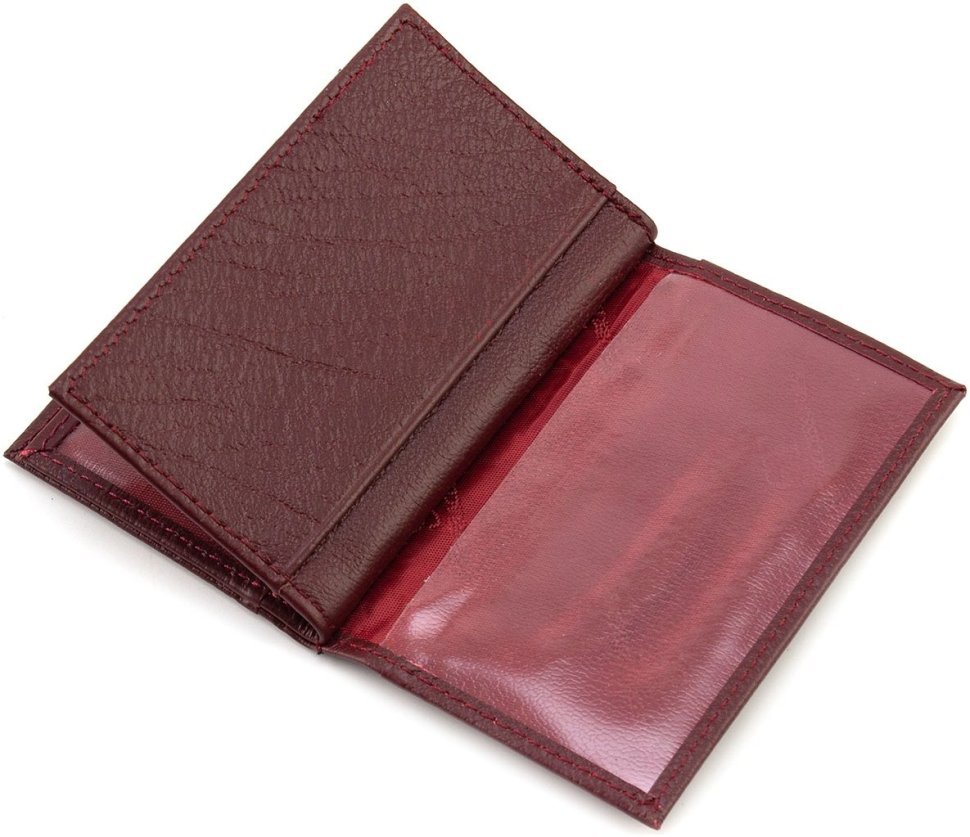 Миниатюрная женская кожаная обложка под документы бордового цвета ST Leather 1767200