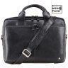 Шкіряна чоловіча сумка чорного кольору під ноутбук 15 дюймів Visconti Hugo 77400 - 1