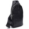 Мужская черная сумка через плечо из натуральной кожи под крокодила Keizer (22091) - 1