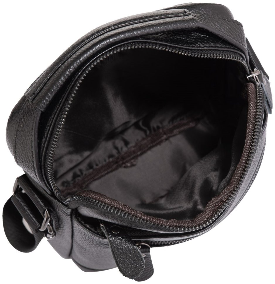 Кожаная мужская сумка-барсетка небольшого размера в черном цвете Tiding Bag 77500