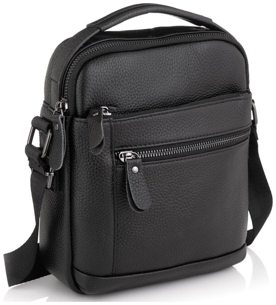 Кожаная мужская сумка-барсетка небольшого размера в черном цвете Tiding Bag 77500 modnotak фото №6