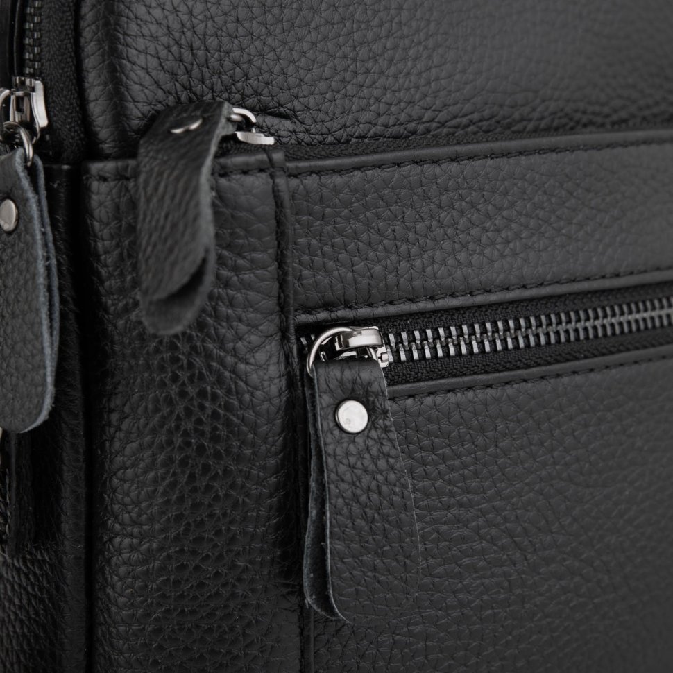 Кожаная мужская сумка-барсетка небольшого размера в черном цвете Tiding Bag 77500 modnotak фото №9