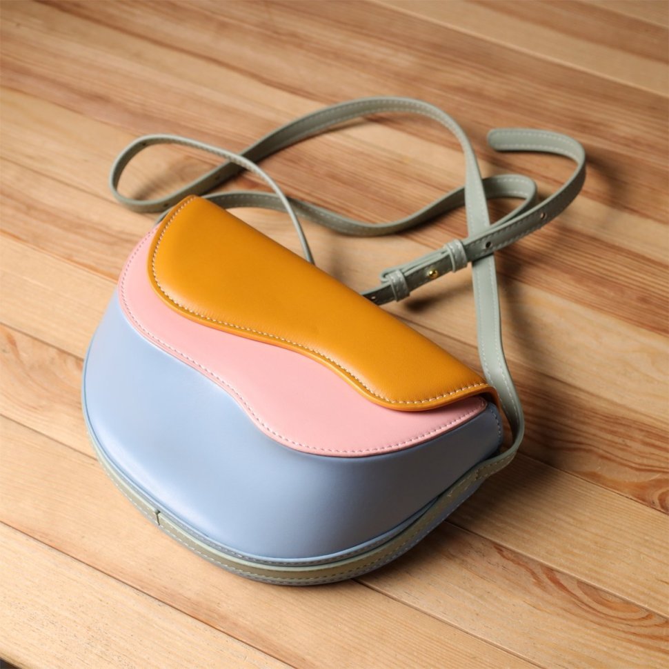 Стильная компактная женская сумка из качественного кожзама через плечо Vintage разноцветная 97600 modnotak фото №7