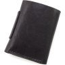 Мініатюрний гаманець із натуральної чорної шкіри з хлястиком на магніті Grande Pelle 67800 - 3